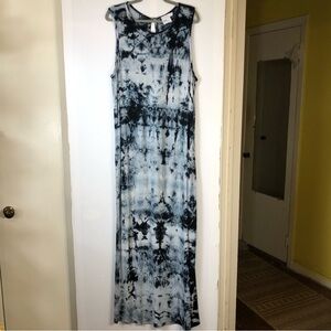 Asos Curve Stretch Jersey Ink Print Tie Dye Maxi Dress